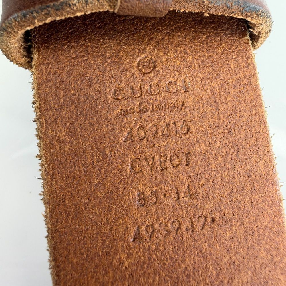 Gucci Raw Edge Unfinished Wide Marmont Double G Leather Belt 409416 85/34 - Picture 8 of 10